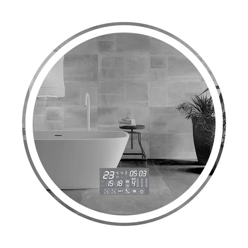 60 см круглое декоративное зеркало для защиты от запотевания в спальне отеля 3-цветная регулируемая подсветка со светодиодным зеркалом для ванной комнаты 2