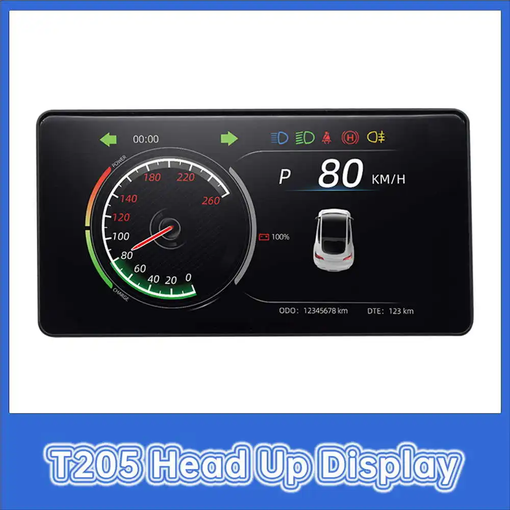 T205 Спидометр с проекционным дисплеем ЖК-дисплей Маленькая приборная панель Мониторинг давления в шинах в оригинальном автомобильном стиле Общий пробег для Tesla 0