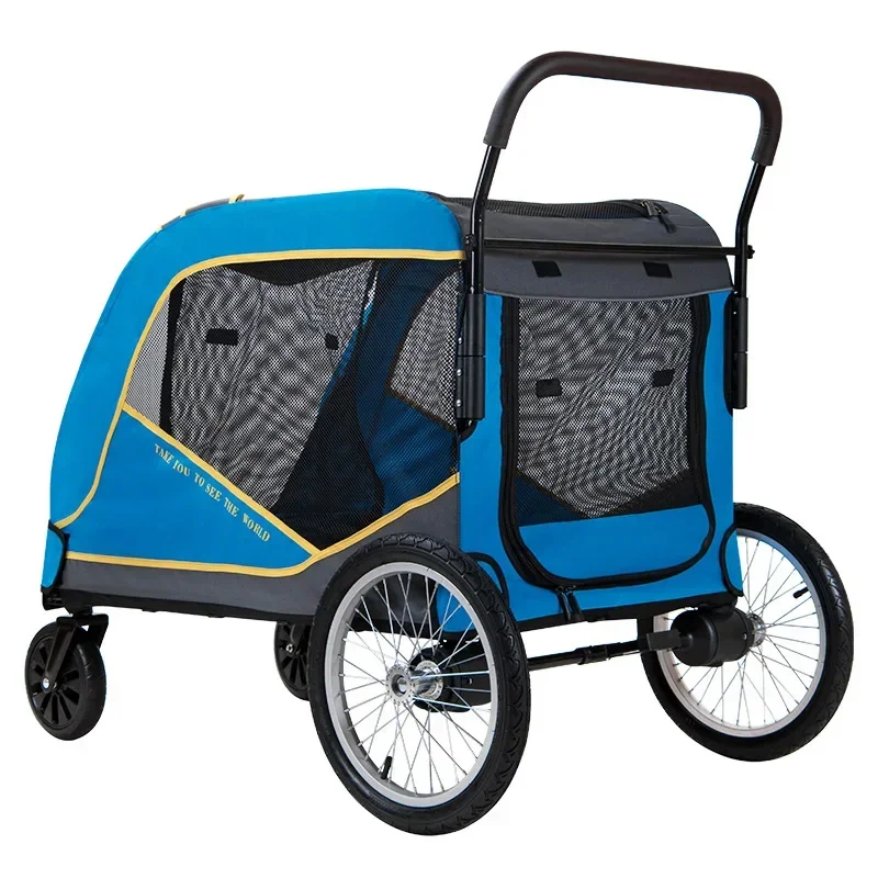  Большая коляска для собак Складная коляска для домашних животных для средних и больших собак с вращающимися передними колесами Нагрузка задних тормозов 80 кг 2
