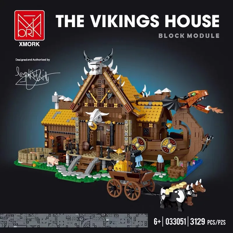MOC Дом викингов Liife Hut Строительные блоки Набор со светом Архитектура Кирпичи Игрушки для детей Детские подарки на день рождения
