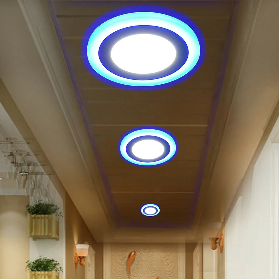 3 Mode 6 Вт 9 Вт 16 Вт 24 Вт Светодиодная потолочная лампа 110 В 220 В синий + белый двухцветный точечный светодиодный потолочный светильник панель светильников для домашнего внутреннего декора 4