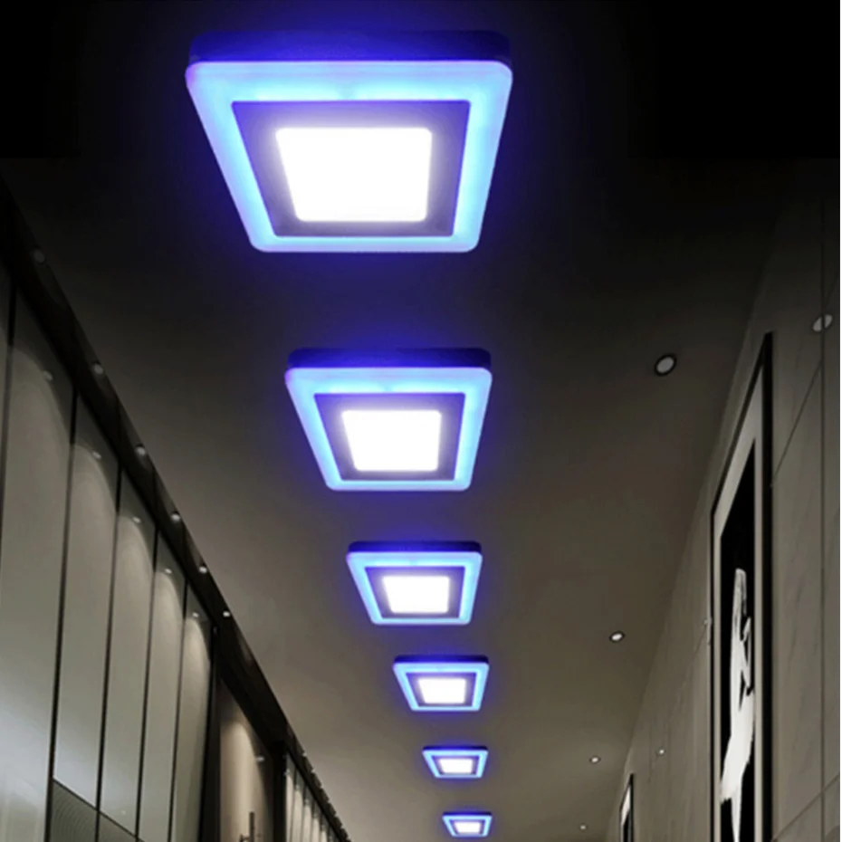 3 Mode 6 Вт 9 Вт 16 Вт 24 Вт Светодиодная потолочная лампа 110 В 220 В синий + белый двухцветный точечный светодиодный потолочный светильник панель светильников для домашнего внутреннего декора 5