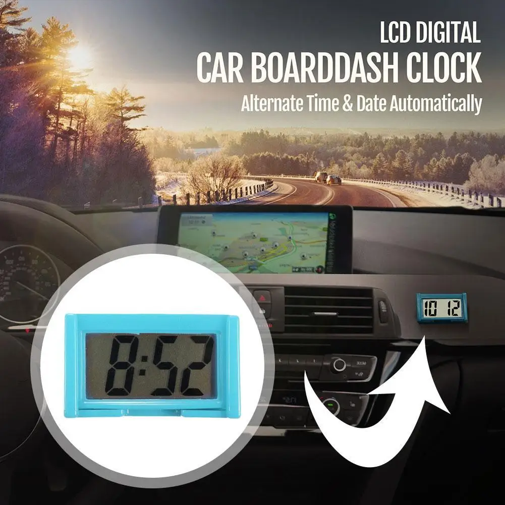 Цифровые часы на приборной панели автомобиля - Автомобильные клейкие часы с большим ЖК-дисплеем времени и дня для автомобиля 0