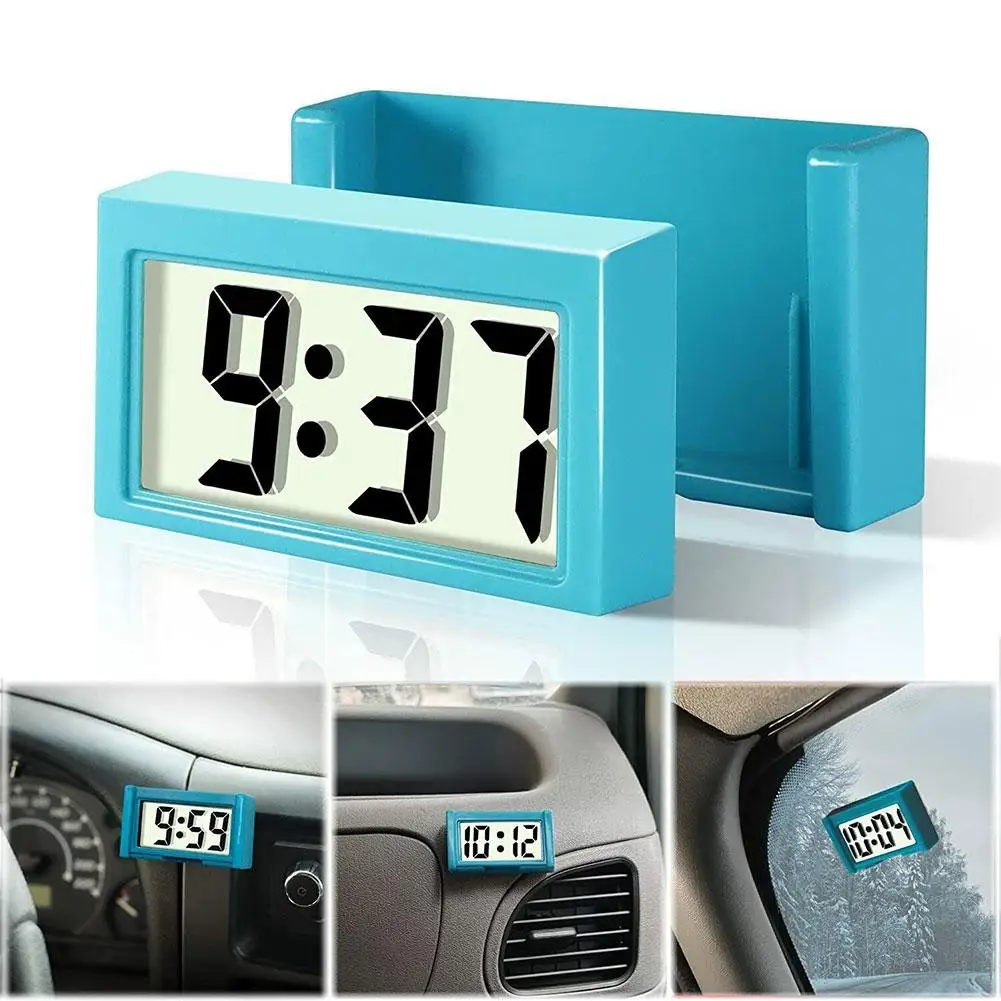 Цифровые часы на приборной панели автомобиля - Автомобильные клейкие часы с большим ЖК-дисплеем времени и дня для автомобиля 5