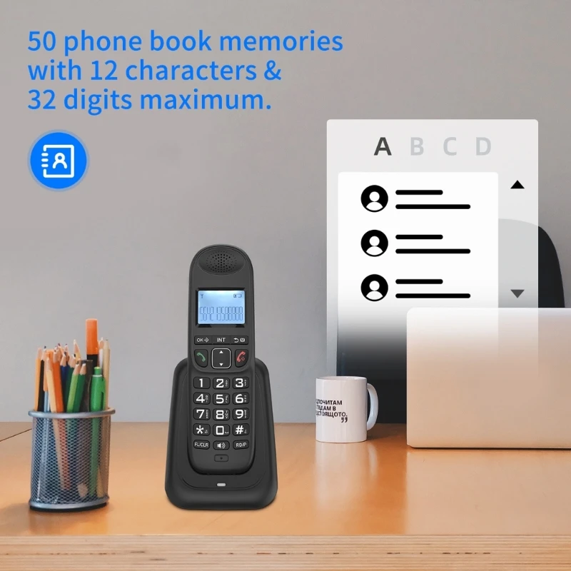 Стильный домашний и офисный стационарный телефон с абонентом и памятью 4