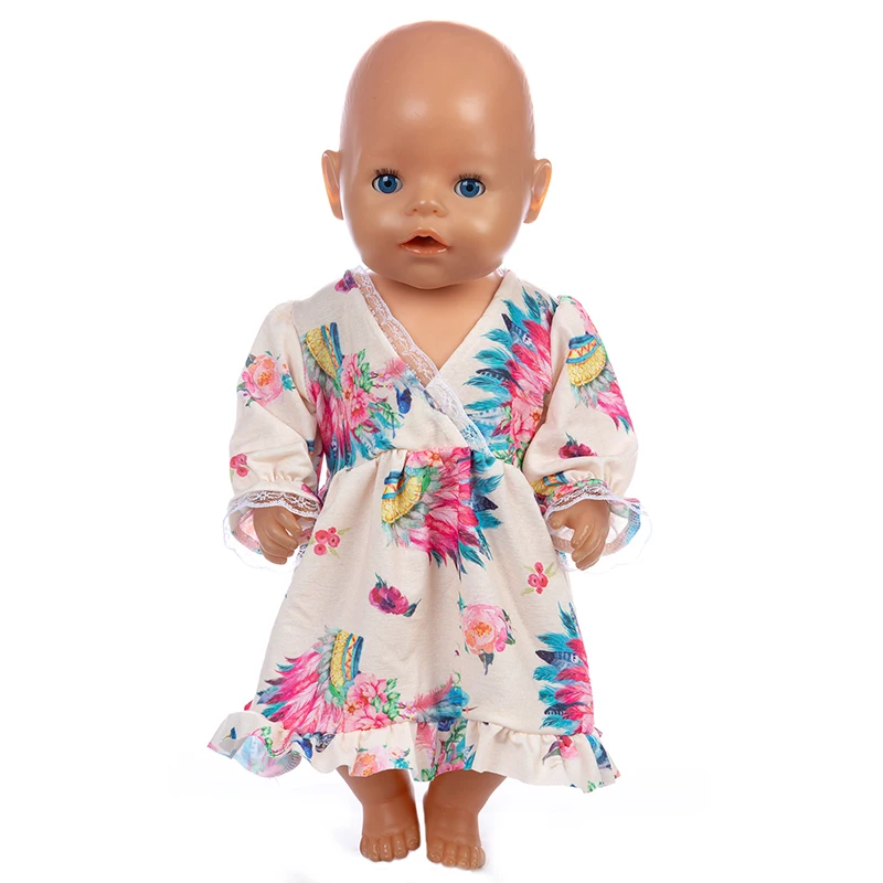 Новый пакет для сна + платье fit 17 дюймов 43 см комбинезон кукольная одежда born baby doll одежда костюм для ребенка день рождения фестивальный подарок 3