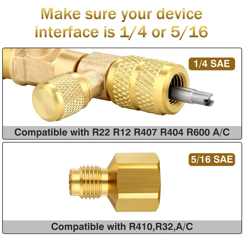  Инструмент для снятия сердечника клапана HVAC, съемник сердечника клапана с сердечниками клапана, гайками и адаптерами R410 R32, для аксессуаров R410 R32 R22 R12 2
