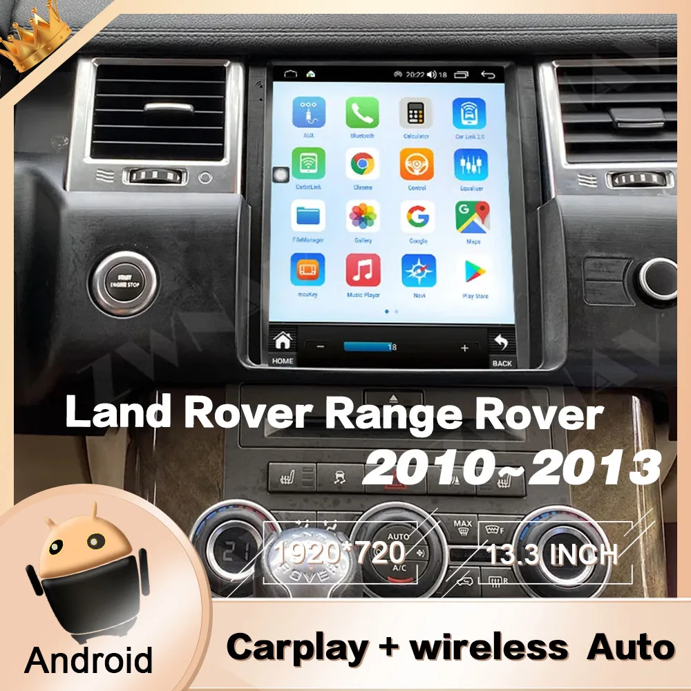 Android 12.0 Carplay для Land Rover Range Rover 2010 2011 2012 2013 Tesa - мультимедийный плеер с автоматическим сенсорным экраном стерео головное устройство