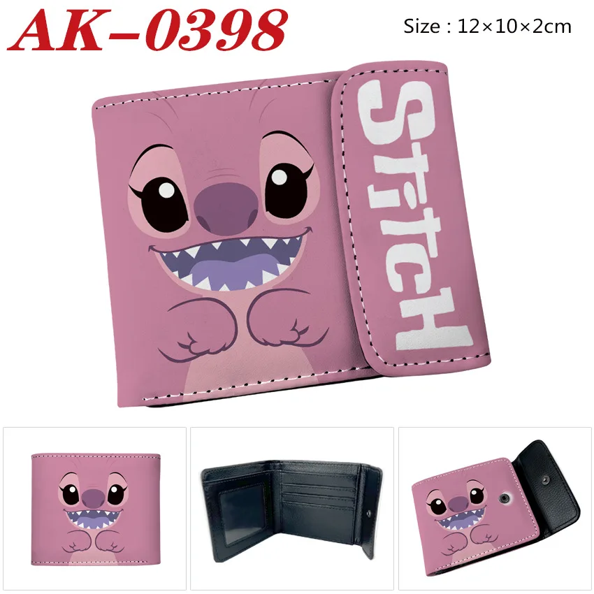 Новый Stitch Disney Hasp Card Кошельки для женщин Lilo & Stitch Аниме Принт Pu Coin кошелек Ангел Розовый Манга Периферийные устройства Кошелек для монет 3