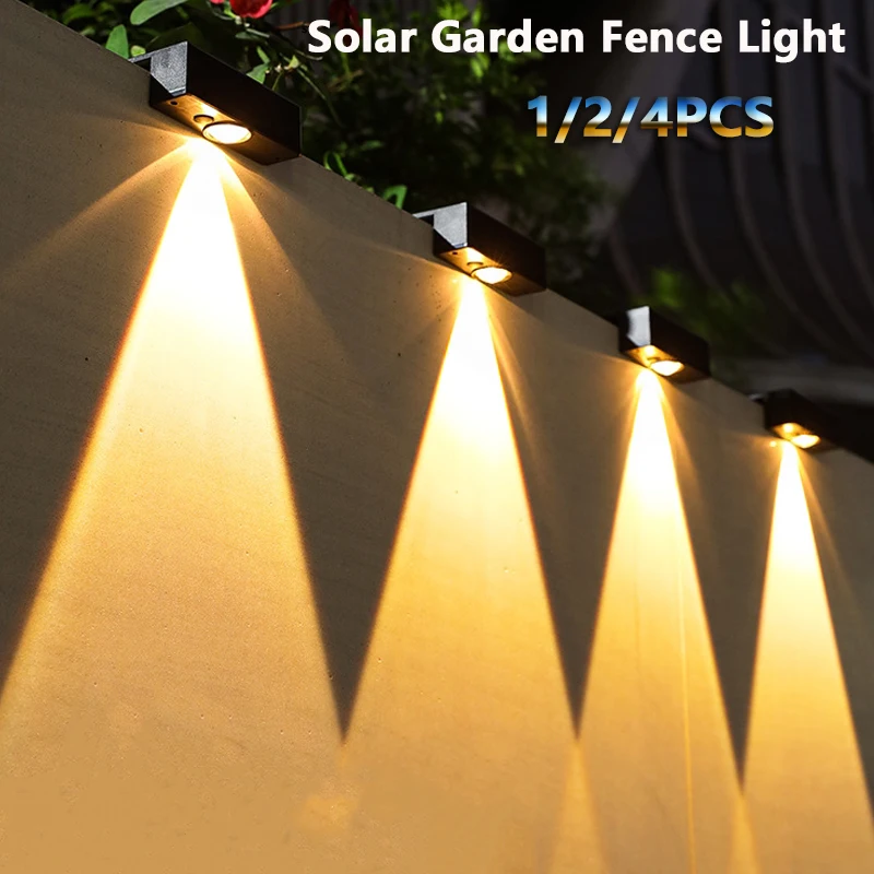 LED Солнечные садовые фонари Супер яркие водонепроницаемые лампы на солнечных батареях Балкон Лестница Уличное освещение Наружный солнечный свет Светодиодные фонари 0