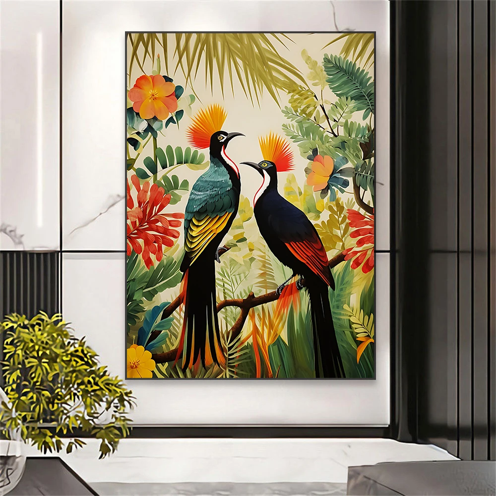 Африканские птицы Картина маслом Принты Цветочная природа Плакат Тропические настенные картины Картина на холсте Современный декор гостиной для спальни 0
