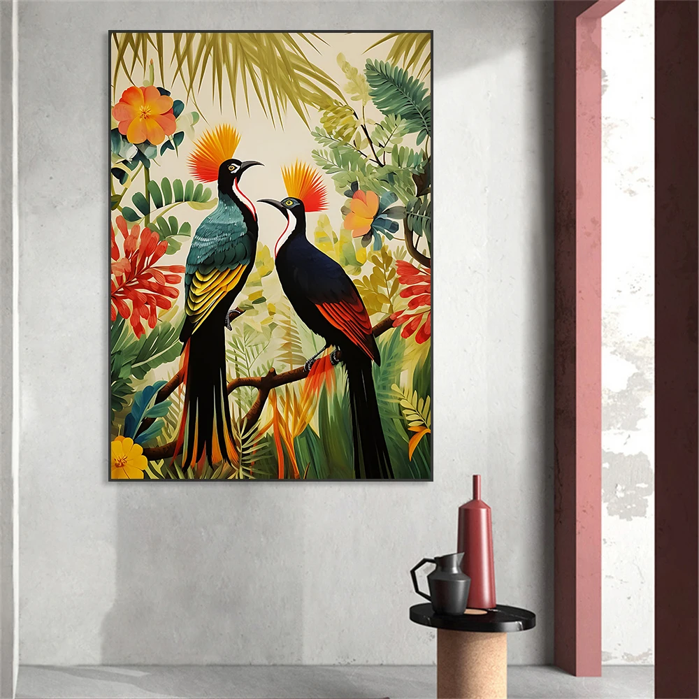 Африканские птицы Картина маслом Принты Цветочная природа Плакат Тропические настенные картины Картина на холсте Современный декор гостиной для спальни 1