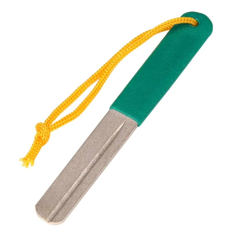  Портативная точилка для рыболовных крючков Двухсторонний рыболовный крючок с алмазной зернистостью Шлифовальный камень с ручкой и подвесным шнурком