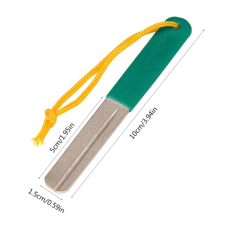  Портативная точилка для рыболовных крючков Двухсторонний рыболовный крючок с алмазной зернистостью Шлифовальный камень с ручкой и подвесным шнурком 5