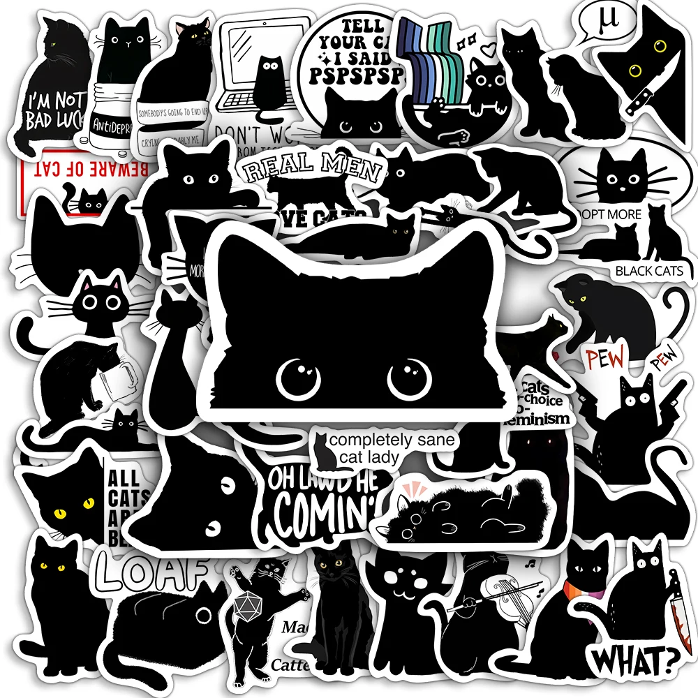 Kawaii Милая черная кошка Тема Наклейки Украшение Самоклеящиеся наклейки для скрапбукинга Водонепроницаемый ПВХ Ноутбук Телефон Багаж 1