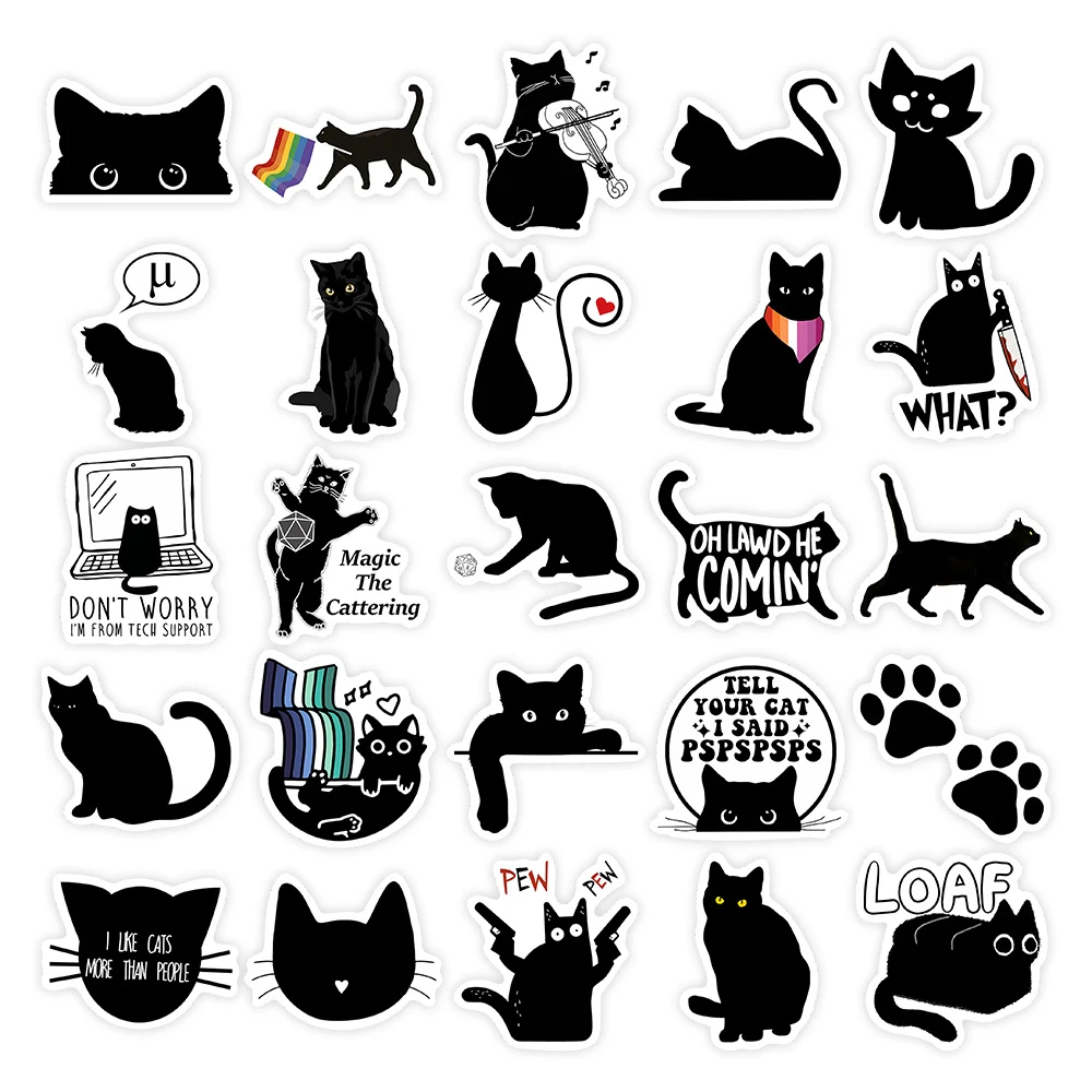 Kawaii Милая черная кошка Тема Наклейки Украшение Самоклеящиеся наклейки для скрапбукинга Водонепроницаемый ПВХ Ноутбук Телефон Багаж 3