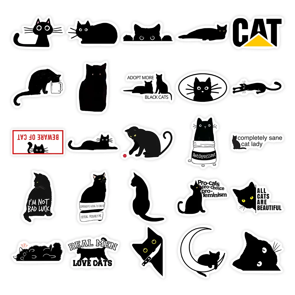 Kawaii Милая черная кошка Тема Наклейки Украшение Самоклеящиеся наклейки для скрапбукинга Водонепроницаемый ПВХ Ноутбук Телефон Багаж 4