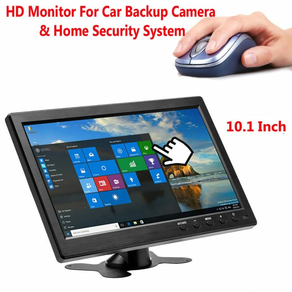 LCD HD Монитор Портативный 10,1-дюймовый мини-телевизор и компьютерный дисплей 2-канальный видеовход Монитор безопасности с динамиком HDMI VGA 3