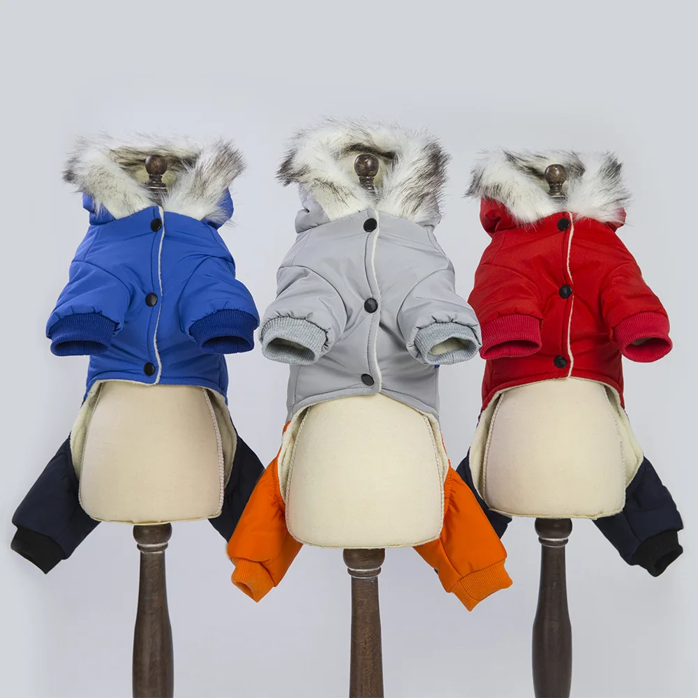  Зимняя куртка для домашних животных в западном стиле Утолщенная теплая одежда для собак для маленьких собак Четыре ноги Ветрозащитная щенячья шерсть Чихуахуа Пудель с капюшоном 1