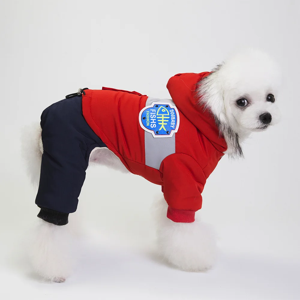  Зимняя куртка для домашних животных в западном стиле Утолщенная теплая одежда для собак для маленьких собак Четыре ноги Ветрозащитная щенячья шерсть Чихуахуа Пудель с капюшоном 2