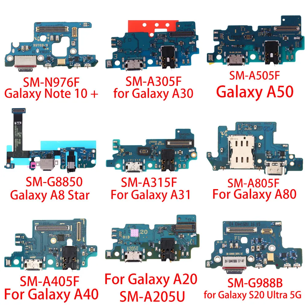 Оригинал для Galaxy Note 10 Plus / A30 / A50 / A8 Star / A31 / A80 / A40 / A20 / S20 / A52 / A72 A70 Ultra / S8 G950F / M30sUSB Плата порта зарядки 0