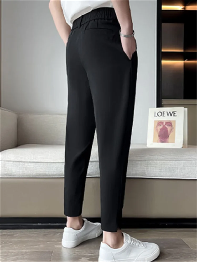 Элегантный повседневный блейзер брюки мужские корейские модные узкие формальные брюки мужские черные классические брюки классический костюм брюки белый шаровар брюки 2