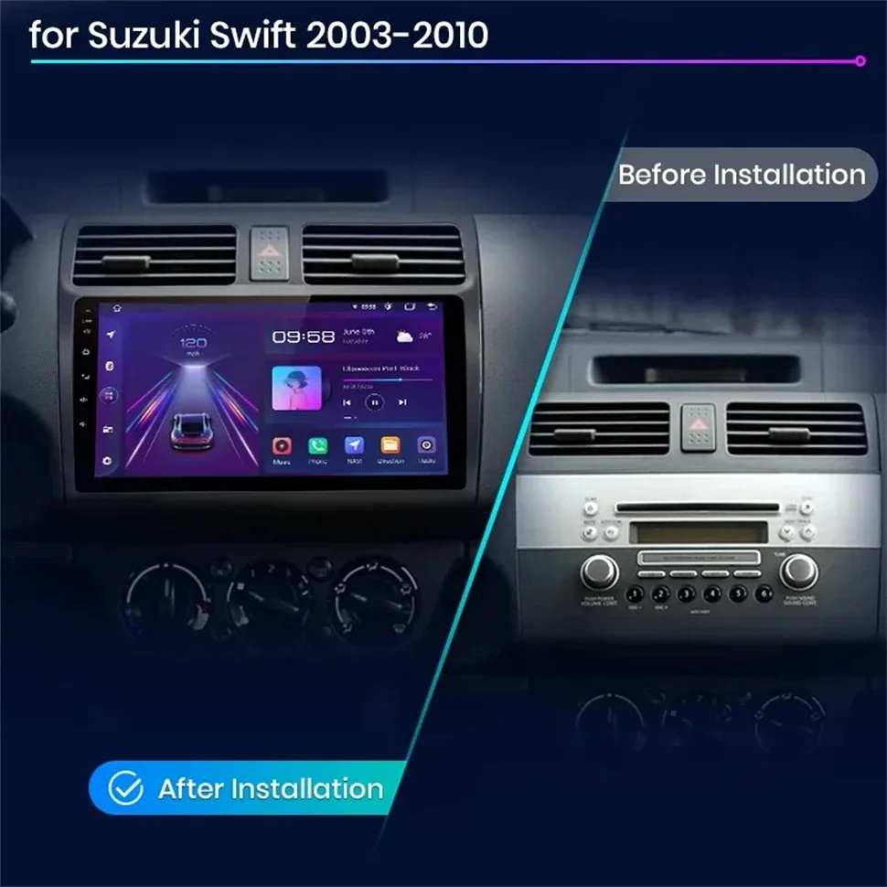Автомагнитола для Suzuki Swift 2003-2010 Android Мультимедийный плеер 4G WiFi Carplay 10,1 дюйма 2 DIN Навигация GPS Стерео Зеркало Ссылка 1