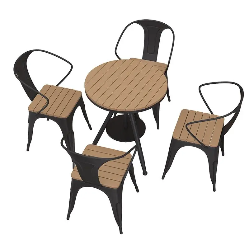  Наружные пластиковые деревянные столы и стулья для отдыха Популярные солнцезащитные балконы во дворе Водонепроницаемый стол и стул для проживания в семье 3