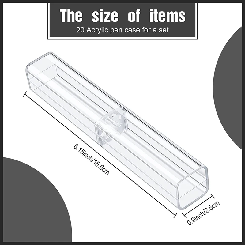 20 шт. пластиковый прозрачный акриловый чехол для ручек, подарочные пустые пеналы пластиковый контейнер для ручек для студенческих школьных канцелярских принадлежностей 1