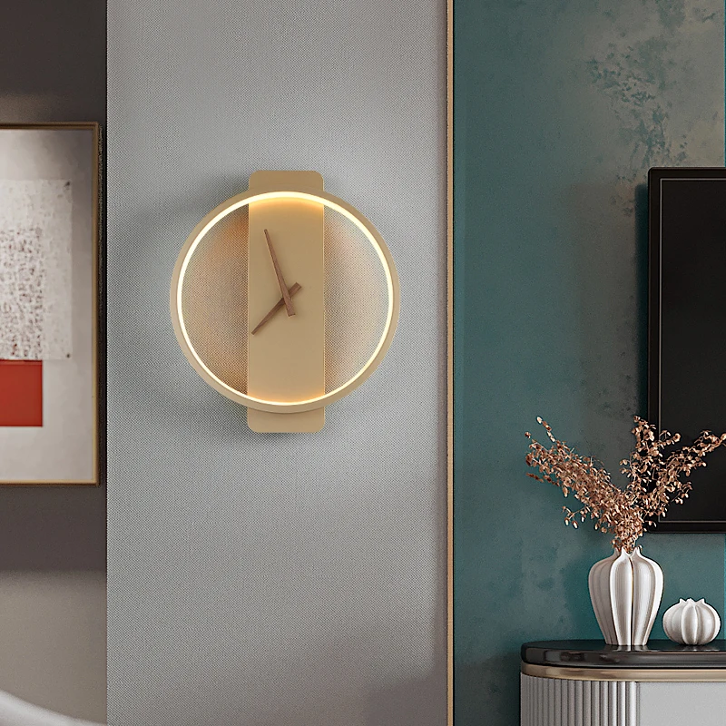 Скандинавский минималистичный настенный светильник с часами, спальня, прикроватная гостиная, фон телевизора, настенный светильник, коридор, проход, украшение дома, свет 0