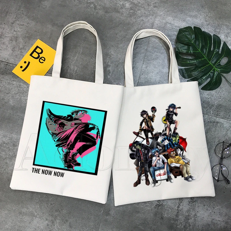 Gorillaz Музыкальная сумка для покупок Продуктовая сумка Bolsas De Tela Tote Bolsa Сумка для покупок Джутовая сумка Ткань на заказ