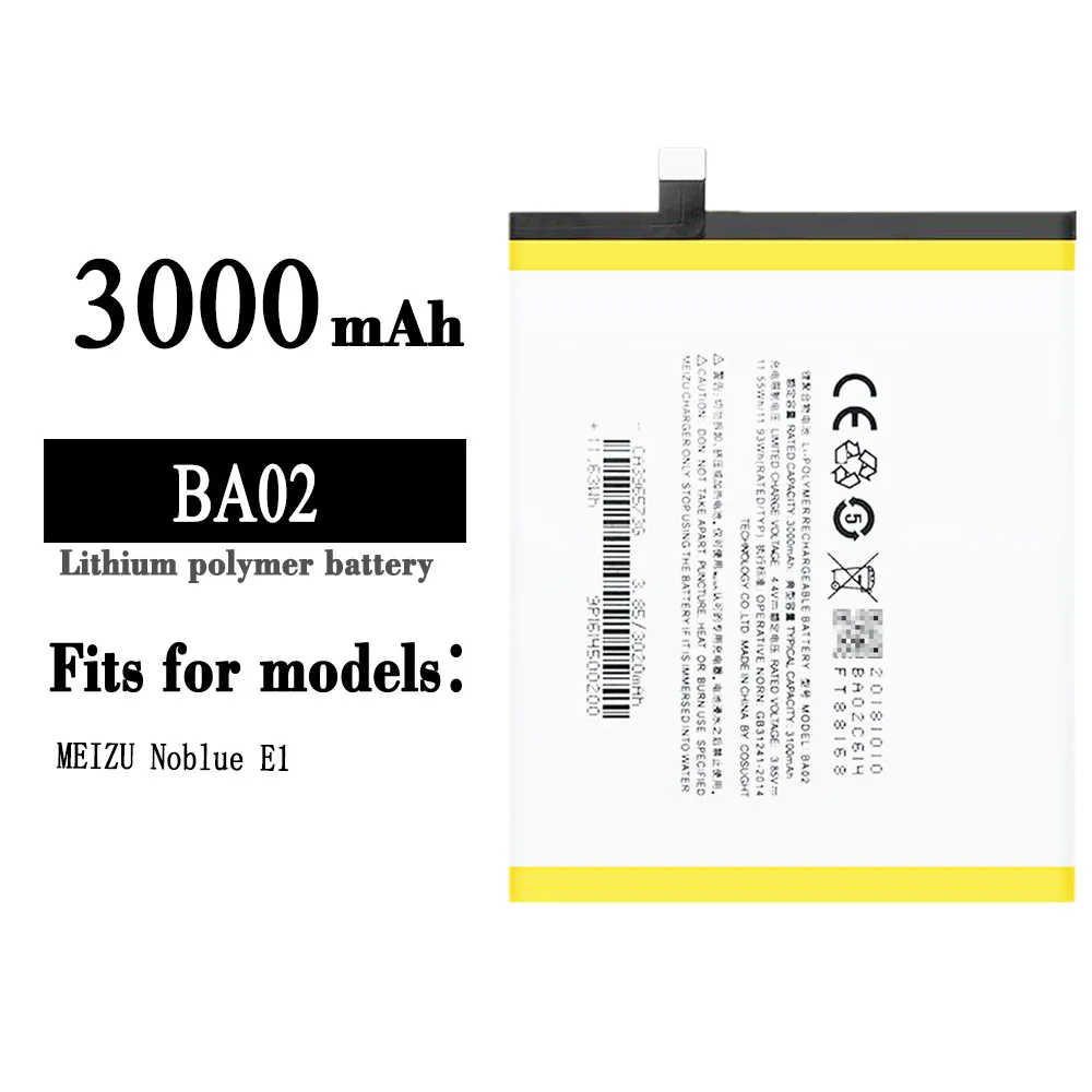 BA02 НОВЫЙ аккумулятор для телефона серии MEIZU M3E A680 Noblue E1 BA-02 Замена мобильного телефона Высокое качество Bateria + Подарочный инструмент