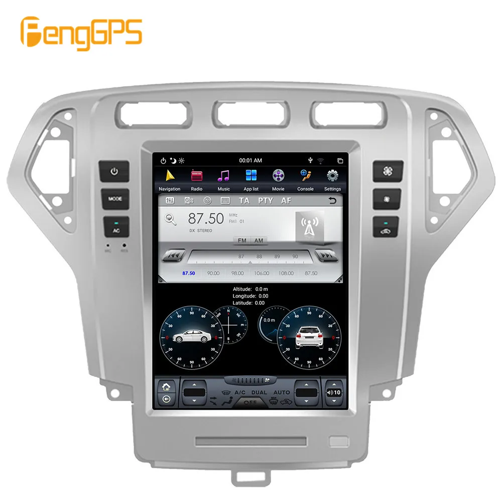 10.4''вертикальный экран Android 8.1 4 ГБ оперативной памяти Голосовое управление Встроенное автомагнитола Carplay для Ford Mondeo Mk4 2007 - 2010 Gps Nav 5