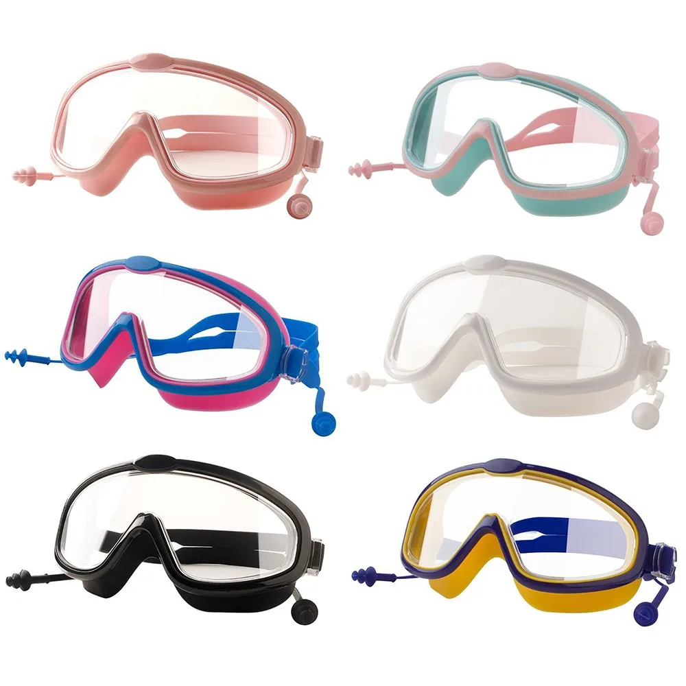 Детские очки для плавания Девочка Мальчик Большая Рама Водонепроницаемый Антизапотевающий HD Прозрачные Студенты Детские Очки Для Плавания С Берушами