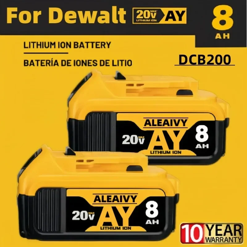  для аккумулятора электроинструмента Dewalt 18 В и 20 В - универсальный, полностью совместимый, сменный литиевый аккумулятор DCB180 DCB200 20 В 8000 мАч