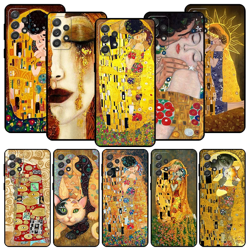 Kiss by Gustav Klimt Desig Черный чехол для телефона Samsung Galaxy A51 A71 A41 A31 A21S A50 A70 A40 A30 A20E A10 Note 20 Ultra 10 9