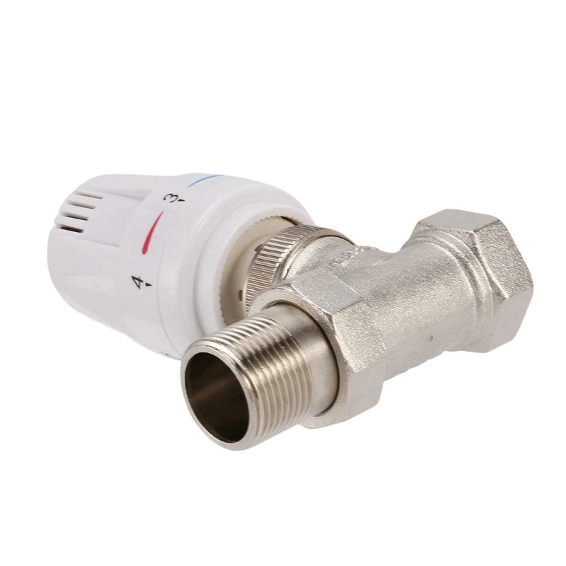 2X 3 / 4 дюйма Латунный термостатический радиаторный клапан прямого типа DN20 Автоматический клапан регулирования температуры Напольное отопление 4