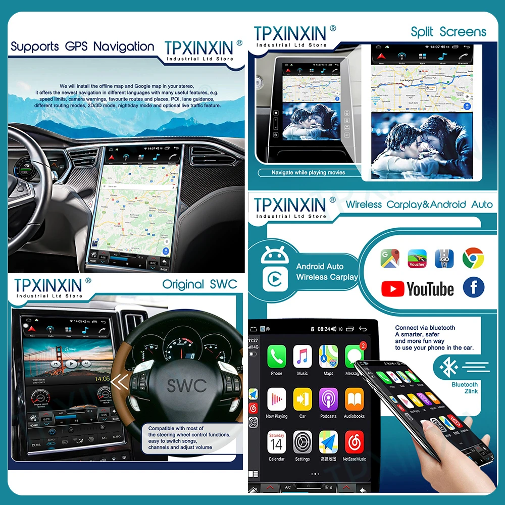 10.0 Для Toyota LandCruiser Prado 2010+ Android Авто Стерео Авто Радио С Экраном Tesla Радиоплеер Автомобильная GPS-навигация Головное устройство 2