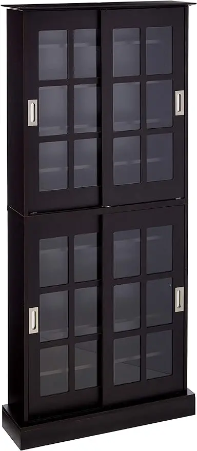 Шкаф для хранения с оконным стеклом - Раздвижные двери из закаленного стекла Магазины Коллекционирование оптических носителей и памятных вещей 0