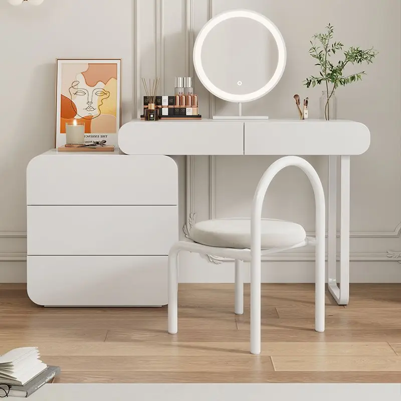  Туалетный столик Шкаф для хранения Встроенная спальня Столик для макияжа во французском стиле Интернет Знаменитости Современные Простая Белая Краска