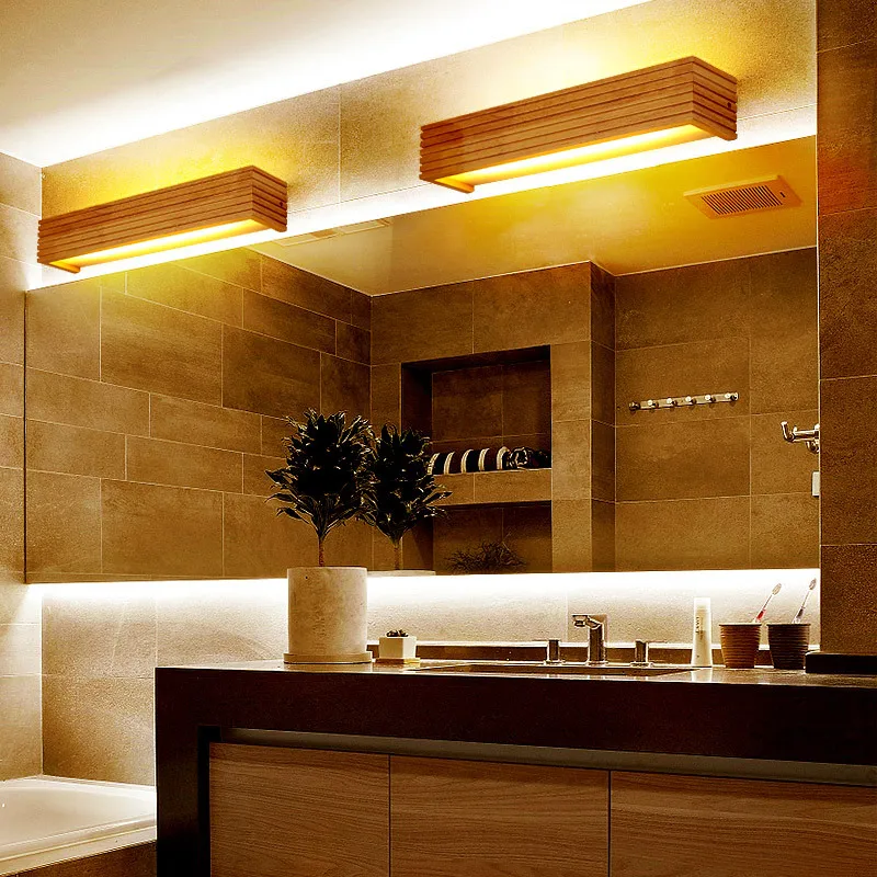 Современный минималистичный резиновый деревянный квадратный настенный светильник в японском стиле в японском стиле для ванной комнаты зеркало фары декоративное светодиодное освещение спальня indoo 1