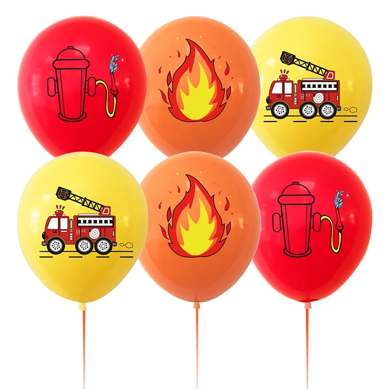 10 шт. Пожарные тематические воздушные шары 12-дюймовые латексные воздушные шары Пожарный Украшение для вечеринки Мальчик Дети День Рождения Детский Душ 0