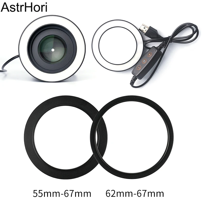 Светодиодный кольцевой светильник с 1 переходным кольцом универсальный для цифровой зеркальной камеры Canon Nikon Pentax Olympus Panasonic
