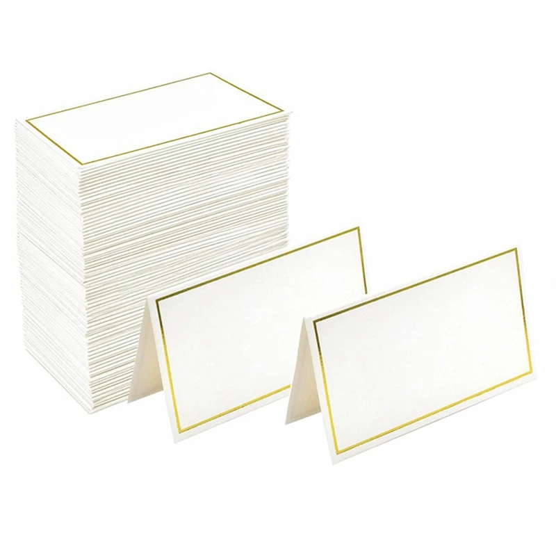 120 штук Карточки для небольших палаток с рамками из золотой фольги Бумага, подходящая для свадеб, банкетов, настольных карт и именных карточек