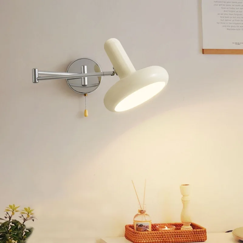 Современный кремовый светодиодный индивидуальный настенный светильник Кулисная лампа для спальни Лампа для детской комнаты Выдвижное фоновое освещение 0