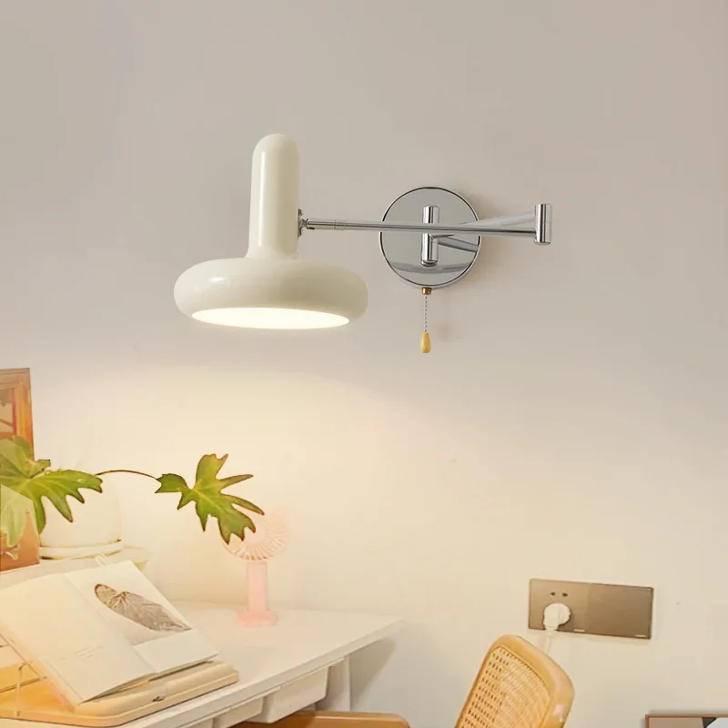 Современный кремовый светодиодный индивидуальный настенный светильник Кулисная лампа для спальни Лампа для детской комнаты Выдвижное фоновое освещение 1