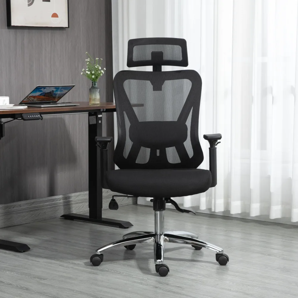 Эргономичный сетчатый стул Высокая спинка Поворотный компьютерный стул с подъемным подлокотником Регулируемый 3D подголовник Поясничная опора для офиса Дом 1