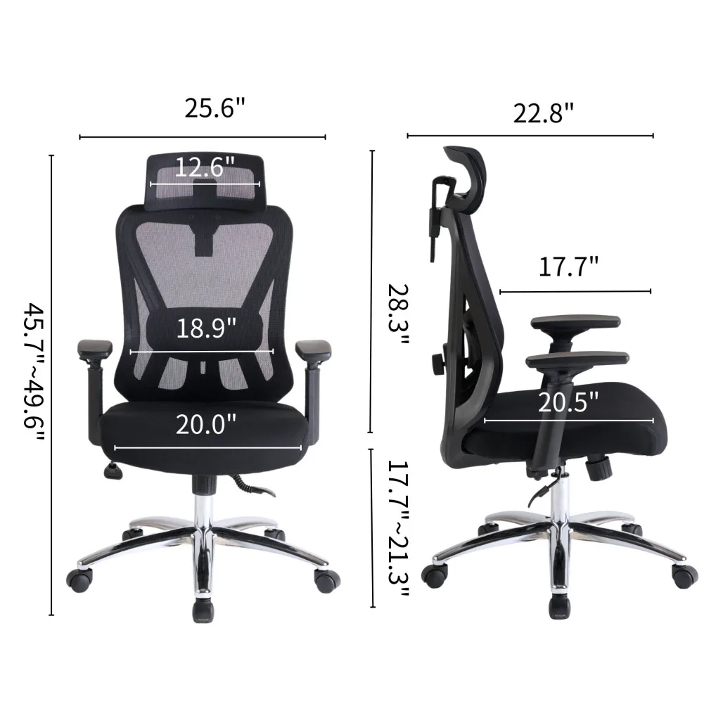 Эргономичный сетчатый стул Высокая спинка Поворотный компьютерный стул с подъемным подлокотником Регулируемый 3D подголовник Поясничная опора для офиса Дом 5