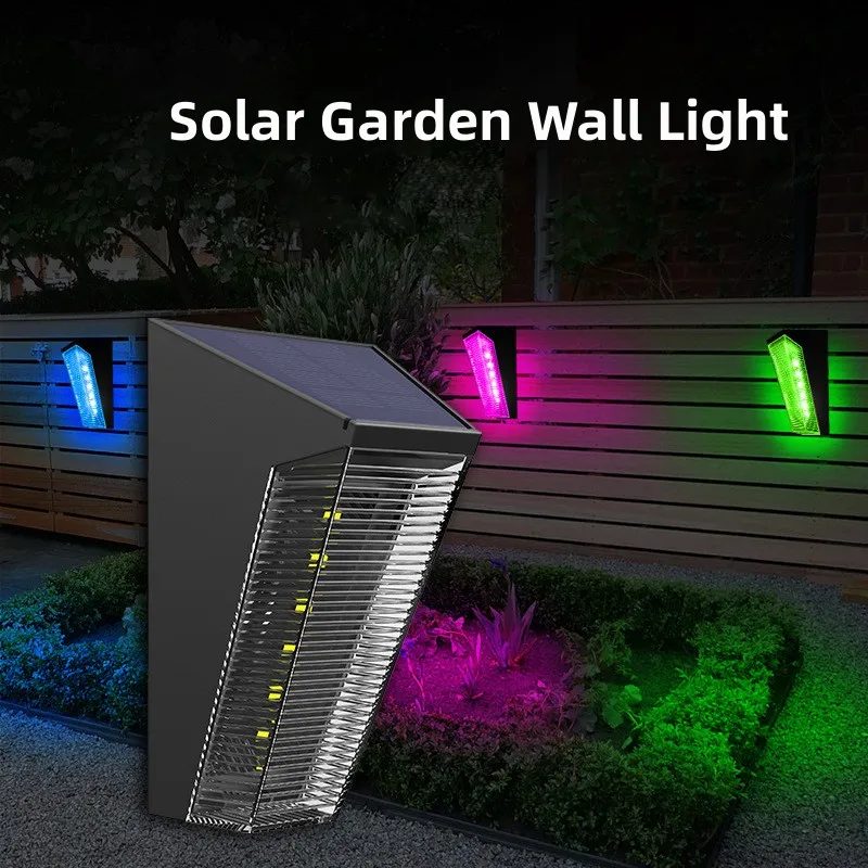 светодиодный настенный светильник на солнечных батареях на открытом воздухе водонепроницаемый сад украшение свет красочный двухцветный пламя солнечная лампа балкон забор лестничные светильники