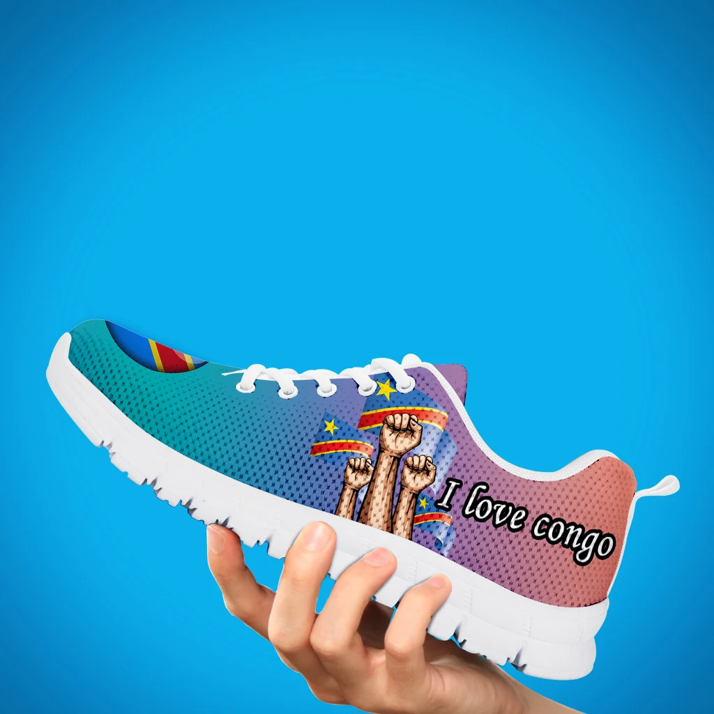 INSTANTARTS Градиентная обувь для женщин Флаг Конго Печать Весна Лето Комфорт Обувь На плоской Подошве Белый Бренд Модные Кроссовки Zapatos 3